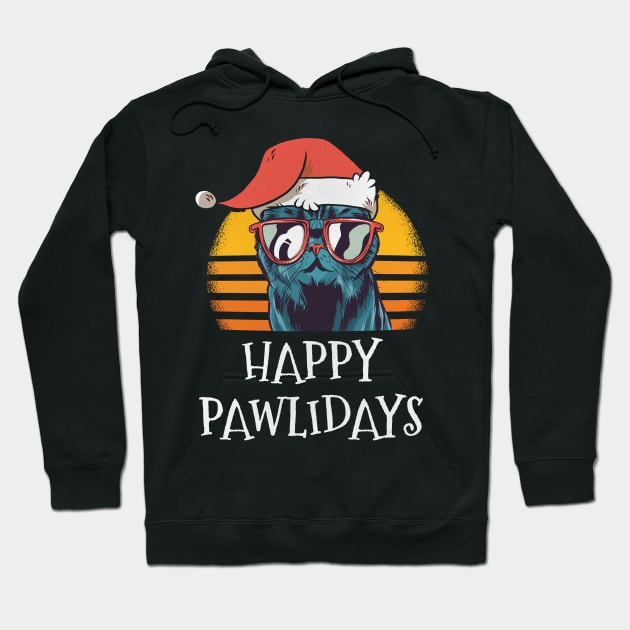 Happy Pawlidays Cat Christmas New Year Hoodie by funkyteesfunny